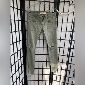 Army Green Holister Ripped Skinny Jeans . Size 3